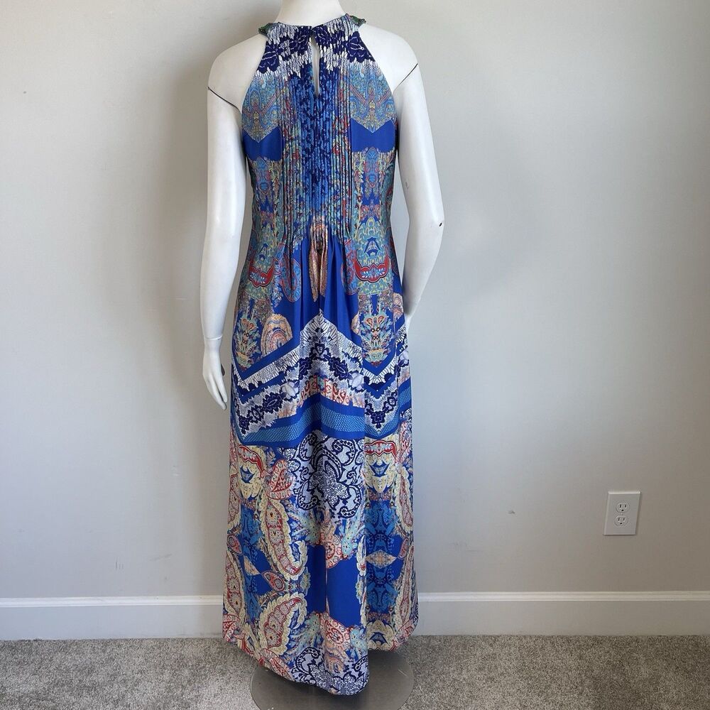 Anthropologie Ranna Gill Boteh Jewel Neckline Maxi Dress 6 Pleated Flowy Party - Picture 6 of 15
